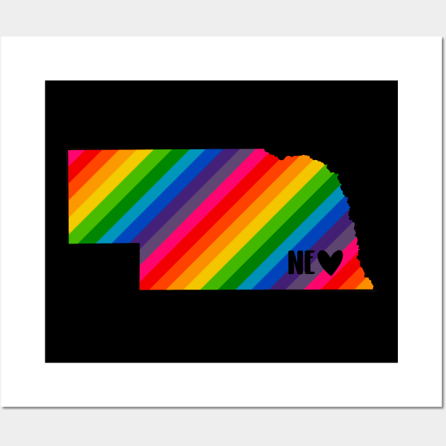 USA States: Nebraska (rainbow) Wall Art by LetsOverThinkIt